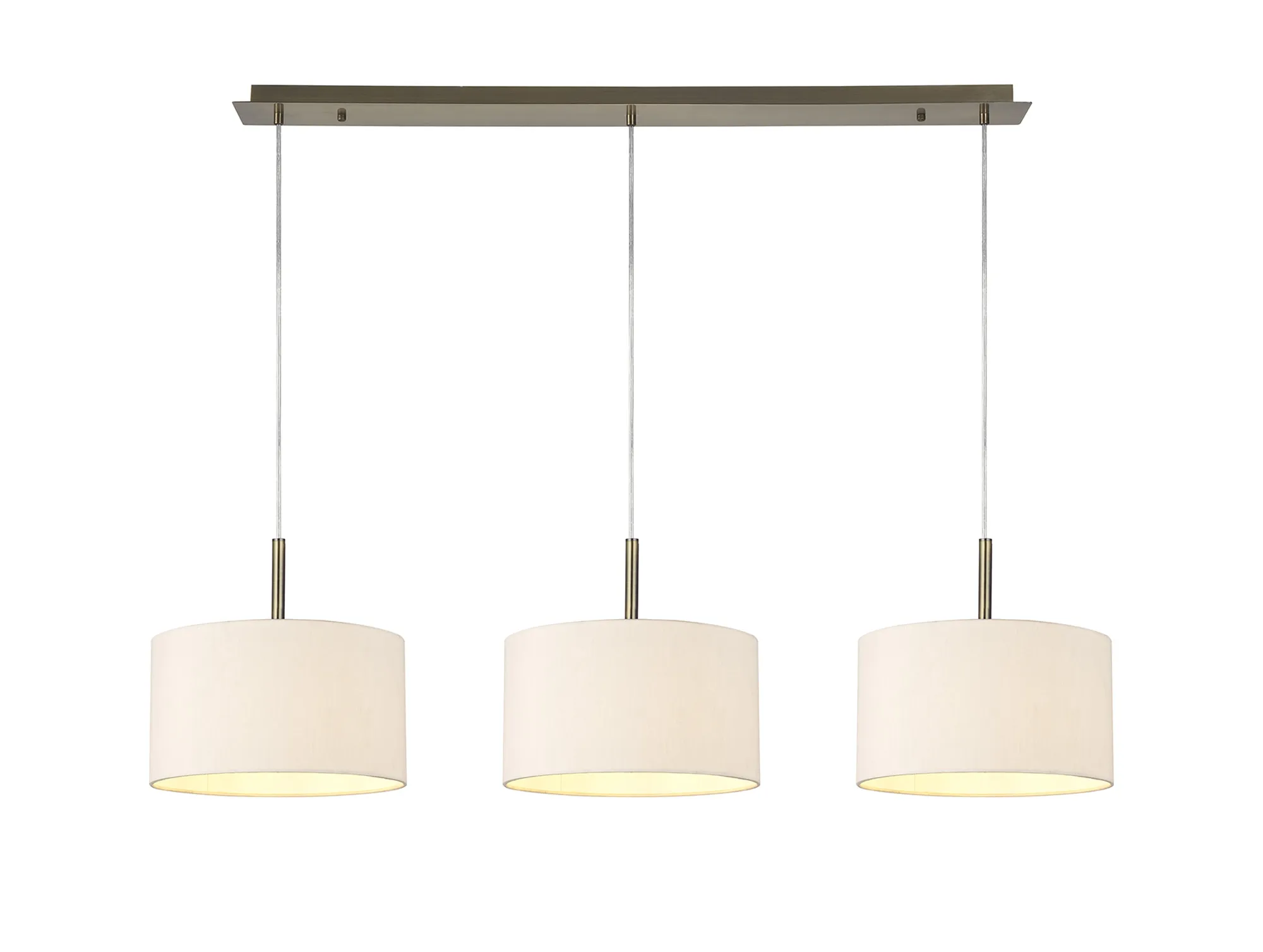 DK0570  Baymont 30cm Shade 3 Light Pendant Antique Brass, Nude Beige/Moonlight
